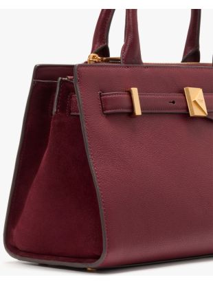 Deco Pebbled Leather & Suede Medium Satchel