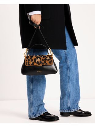 Grace Leopard Suede Small Top Handle Bag