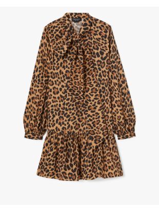 Classic Leopard Tie-neck Dress