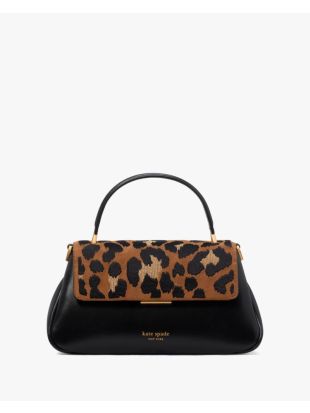 Grace Leopard Suede Small Top Handle Bag